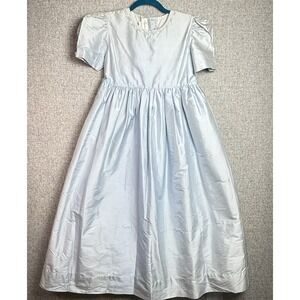 Strasburg 100% Silk Embroidered Long Dress 10Y‎ Blue Formal Holiday Flower Girl
